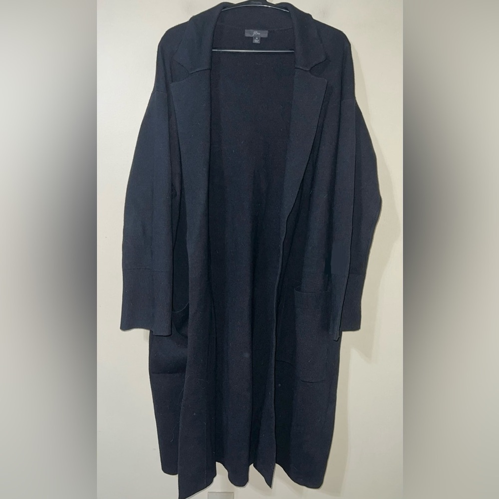 J. Crew Long Sweater Blazer with Side Slits Black Medium - Picture 3 of 5